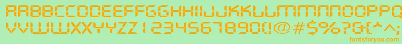 フォントDigifacewideRegular – オレンジの文字が緑の背景にあります。