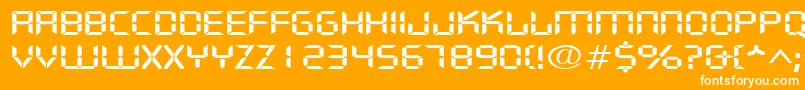 DigifacewideRegular-Schriftart – Weiße Schriften auf orangefarbenem Hintergrund
