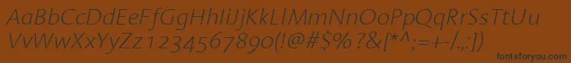 LinotypeAromaExtralightItalic Font – Black Fonts on Brown Background