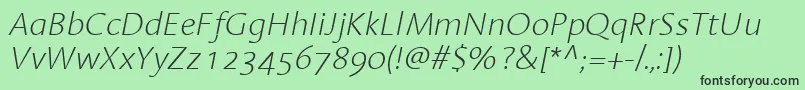 LinotypeAromaExtralightItalic Font – Black Fonts on Green Background