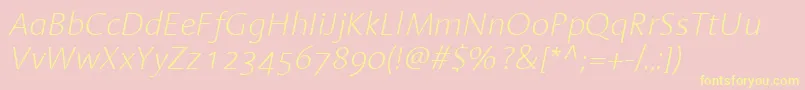 LinotypeAromaExtralightItalic Font – Yellow Fonts on Pink Background