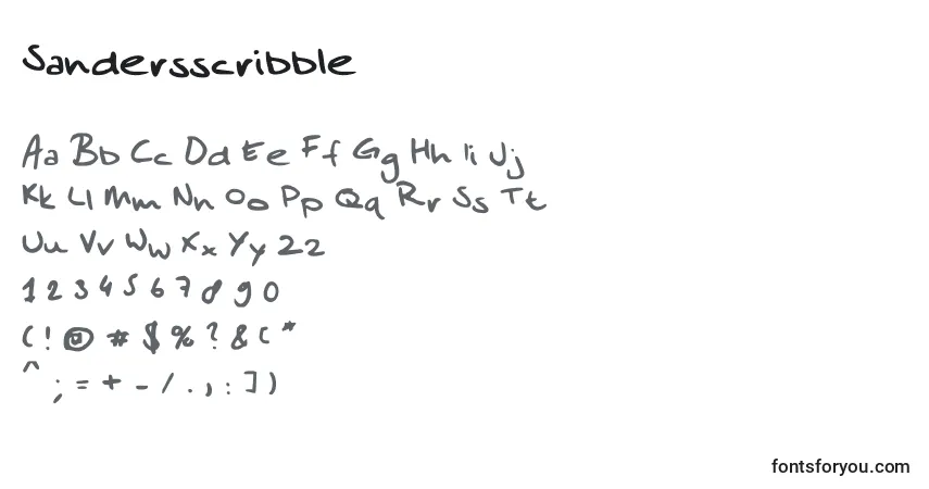 Schriftart Sandersscribble – Alphabet, Zahlen, spezielle Symbole
