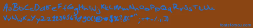 Sandersscribble Font – Blue Fonts on Brown Background