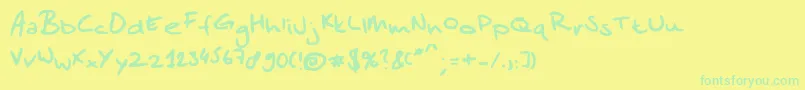Sandersscribble-Schriftart – Grüne Schriften auf gelbem Hintergrund