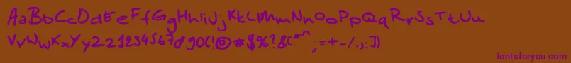 Sandersscribble Font – Purple Fonts on Brown Background