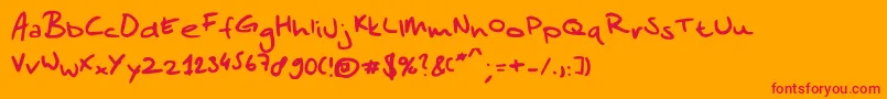フォントSandersscribble – オレンジの背景に赤い文字