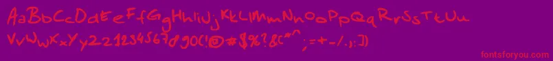 フォントSandersscribble – 紫の背景に赤い文字