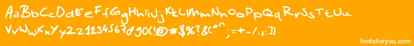 Sandersscribble-Schriftart – Weiße Schriften auf orangefarbenem Hintergrund