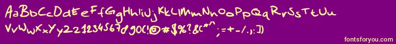 Sandersscribble Font – Yellow Fonts on Purple Background