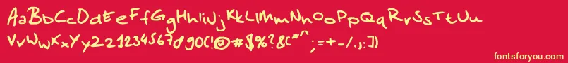 Sandersscribble Font – Yellow Fonts on Red Background