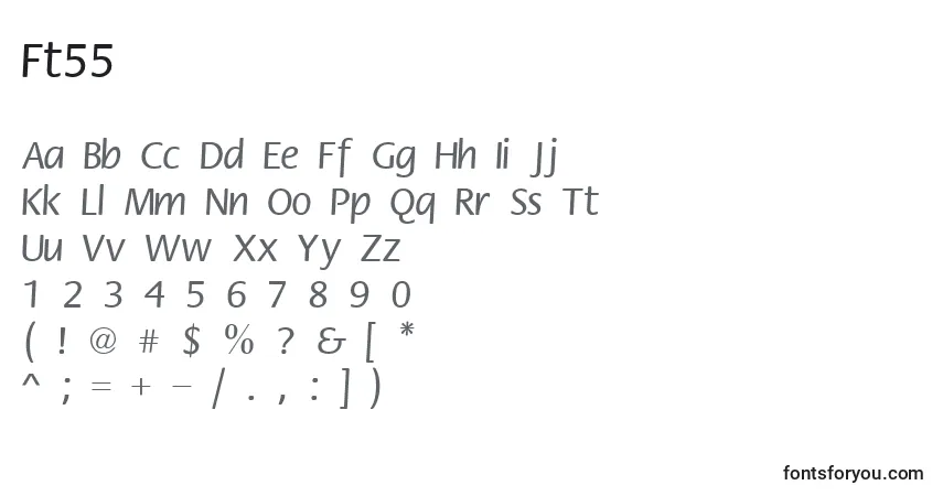 Schriftart Ft55 – Alphabet, Zahlen, spezielle Symbole