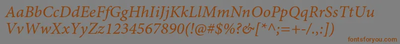 MinionproItcapt-Schriftart – Braune Schriften auf grauem Hintergrund
