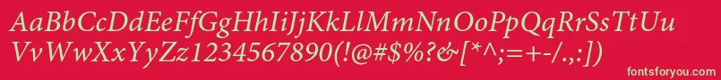 MinionproItcapt Font – Green Fonts on Red Background