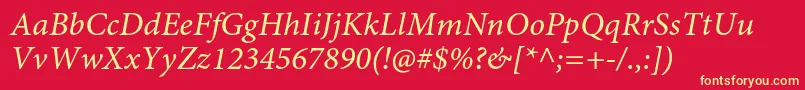 MinionproItcapt Font – Yellow Fonts on Red Background