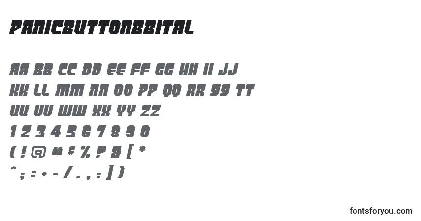 Шрифт PanicbuttonbbItal – алфавит, цифры, специальные символы