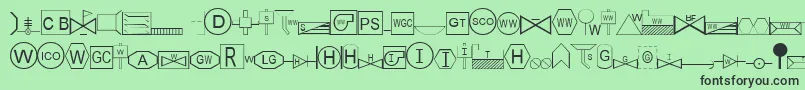 フォントEsriSds2.002 – 緑の背景に黒い文字