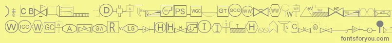 フォントEsriSds2.002 – 黄色の背景に灰色の文字