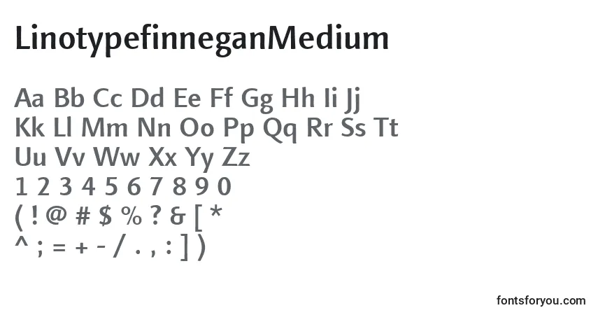 A fonte LinotypefinneganMedium – alfabeto, números, caracteres especiais