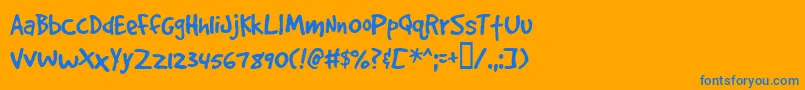 Gooddogplain-Schriftart – Blaue Schriften auf orangefarbenem Hintergrund