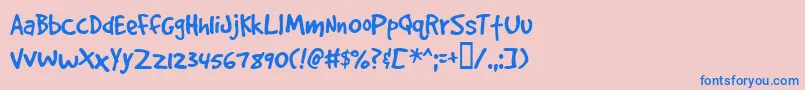 フォントGooddogplain – ピンクの背景に青い文字