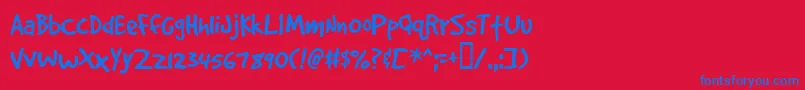 フォントGooddogplain – 赤い背景に青い文字