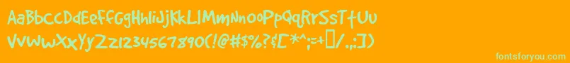 フォントGooddogplain – オレンジの背景に緑のフォント
