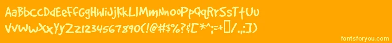 Gooddogplain-Schriftart – Gelbe Schriften auf orangefarbenem Hintergrund