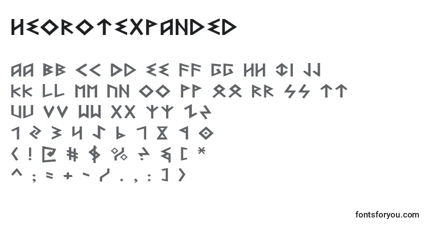 A fonte HeorotExpanded – alfabeto, números, caracteres especiais