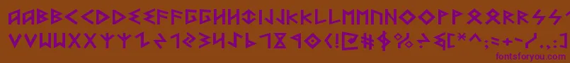 HeorotExpanded-Schriftart – Violette Schriften auf braunem Hintergrund