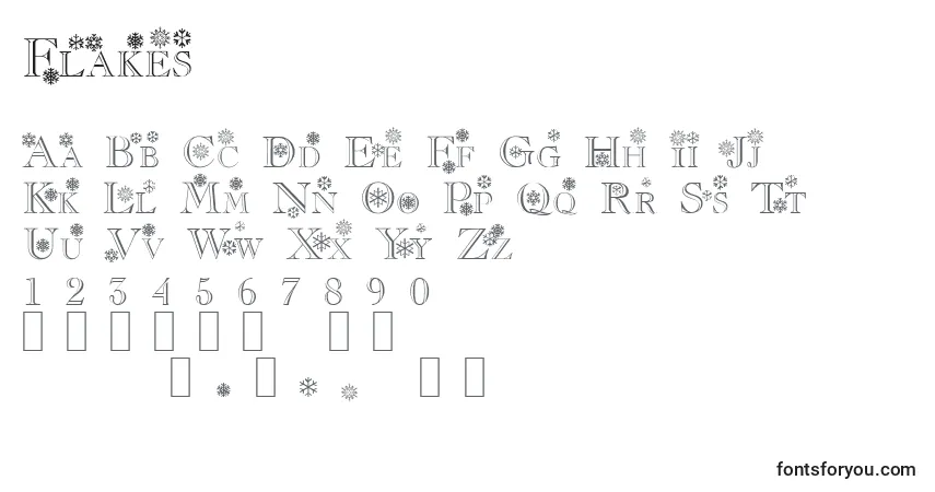 Schriftart Flakes – Alphabet, Zahlen, spezielle Symbole