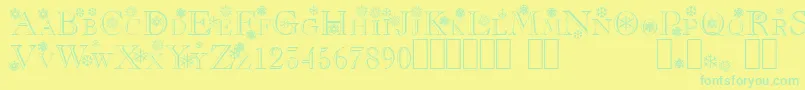 Flakes Font – Green Fonts on Yellow Background