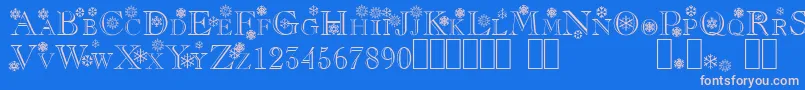 Flakes-Schriftart – Rosa Schriften auf blauem Hintergrund