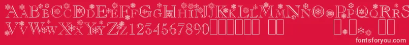 Flakes-Schriftart – Rosa Schriften auf rotem Hintergrund