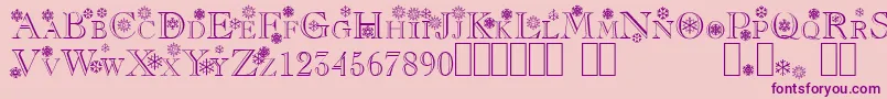 Flakes-Schriftart – Violette Schriften auf rosa Hintergrund