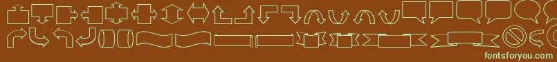 フォントVarishapes – 緑色の文字が茶色の背景にあります。