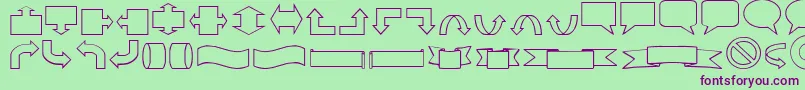 Czcionka Varishapes – fioletowe czcionki na zielonym tle