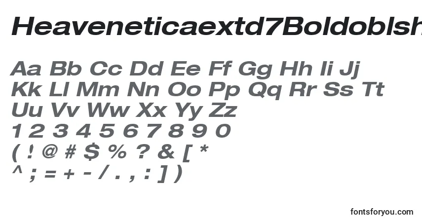 A fonte Heaveneticaextd7Boldoblsh – alfabeto, números, caracteres especiais