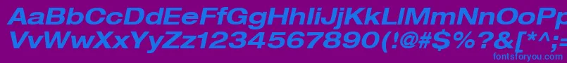 Heaveneticaextd7Boldoblsh Font – Blue Fonts on Purple Background