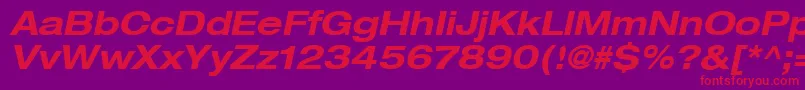 Heaveneticaextd7Boldoblsh Font – Red Fonts on Purple Background