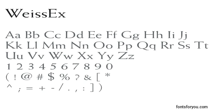A fonte WeissEx – alfabeto, números, caracteres especiais