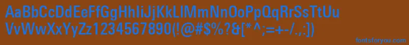 フォントUniversNextProMediumCondensed – 茶色の背景に青い文字