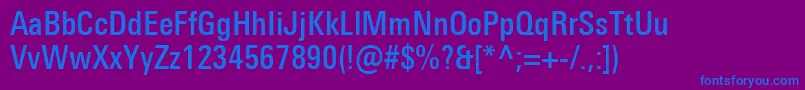 UniversNextProMediumCondensed-Schriftart – Blaue Schriften auf violettem Hintergrund