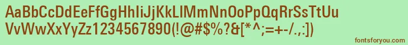 Fonte UniversNextProMediumCondensed – fontes marrons em um fundo verde