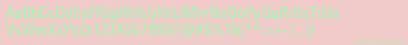 Fonte UniversNextProMediumCondensed – fontes verdes em um fundo rosa