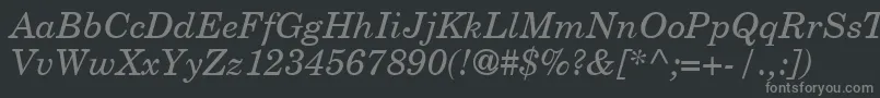 NewYearbookItalic-fontti – harmaat kirjasimet mustalla taustalla