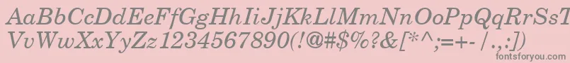 Fonte NewYearbookItalic – fontes cinzas em um fundo rosa