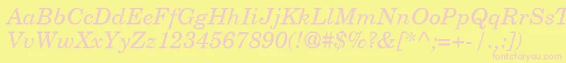 NewYearbookItalic Font – Pink Fonts on Yellow Background