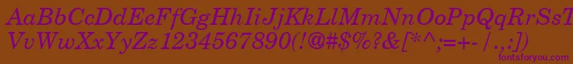 Czcionka NewYearbookItalic – fioletowe czcionki na brązowym tle