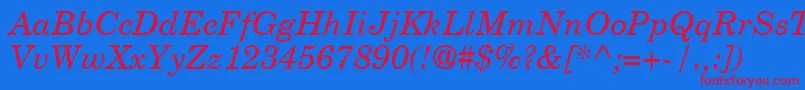 フォントNewYearbookItalic – 赤い文字の青い背景