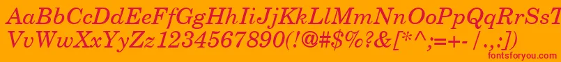 NewYearbookItalic Font – Red Fonts on Orange Background